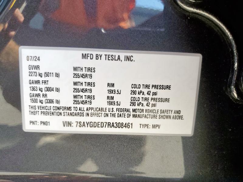 7SAYGDED7RA308461 - 2024 TESLA MODEL Y 灰色 照片 14
