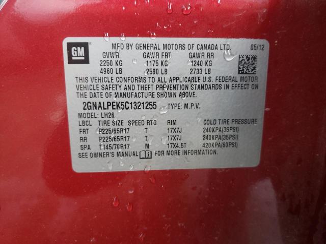 2GNALPEK5C1321255 - 2012 CHEVROLET EQUINOX LT RED photo 13