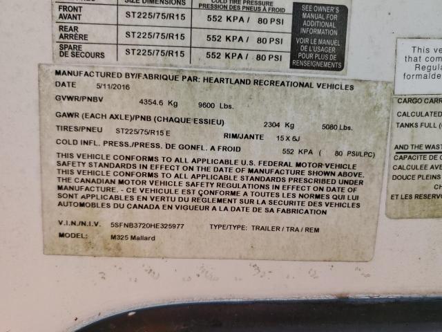 5SFNB3720HE325977 - 2017 HEARTLAND MALLARD 白色 照片 10