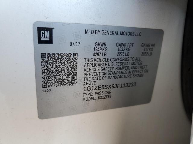 1G1ZE5SX6JF113233 - 2018 CHEVROLET MALIBU PREMIER 白色 照片 12