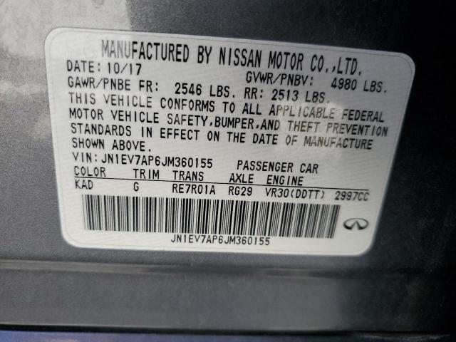 JN1EV7AP6JM360155 - 2018 INFINITI Q50 LUXE GRAY photo 13