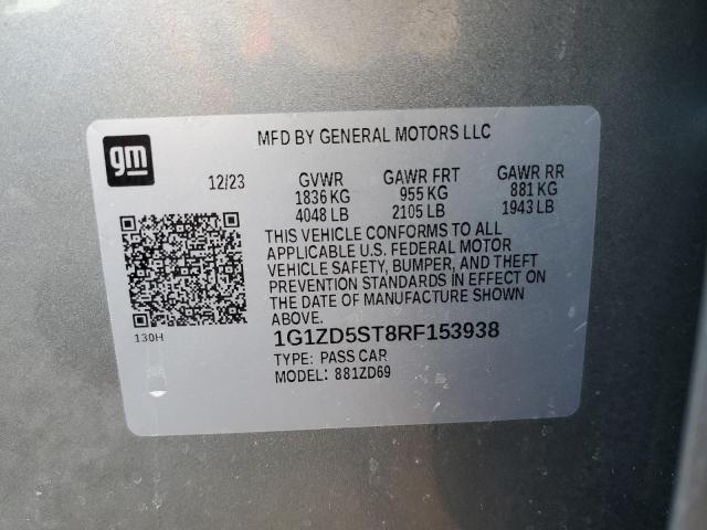 1G1ZD5ST8RF153938 - 2024 CHEVROLET MALIBU LT GRAY photo 12