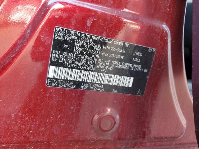 2T3YFREV4JW438088 - 2018 TOYOTA RAV4 LIMITED Qırmızı foto 12