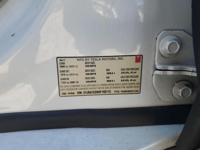 5YJSA1E26HF193113 - 2017 TESLA MODEL S 白色 照片 12