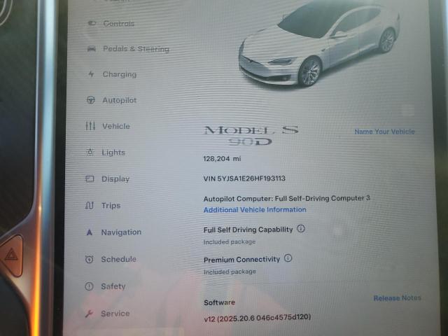 5YJSA1E26HF193113 - 2017 TESLA MODEL S 白色 照片 9