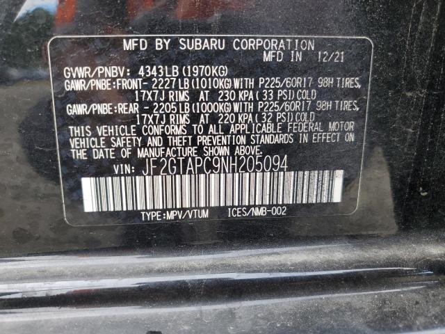 JF2GTAPC9NH205094 - 2022 SUBARU CROSSTREK PREMIUM 黑色 照片 13
