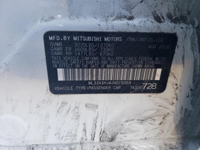 ML32A3HJ4JH015059 - 2018 MITSUBISHI MIRAGE ES WHITE photo 12