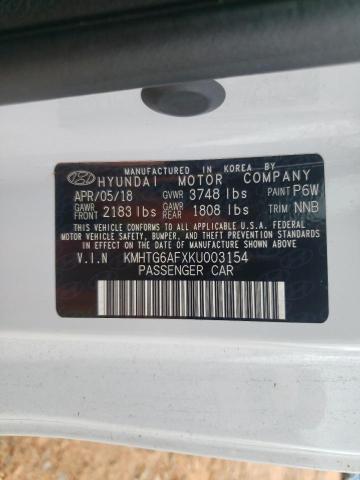 KMHTG6AFXKU003154 - 2019 HYUNDAI VELOSTER BASE 白色 照片 12