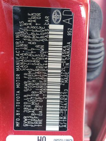 2T1BURHEXFC444471 - 2015 TOYOTA COROLLA L RED photo 12