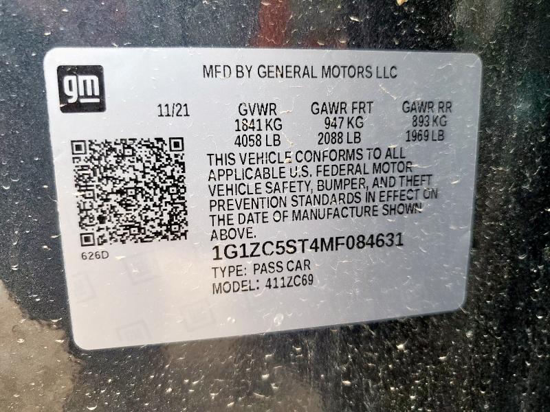 1G1ZC5ST4MF084631 - 2021 CHEVROLET MALIBU LS Boz foto 12