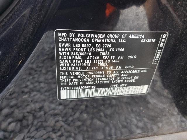 1V2MR2CA2JC562102 - 2018 VOLKSWAGEN ATLAS SEL BLACK photo 13