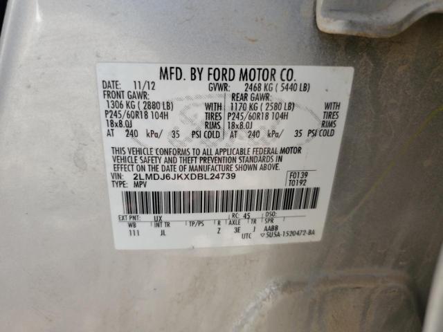 2LMDJ6JKXDBL24739 - 2013 LINCOLN MKX SILVER photo 12