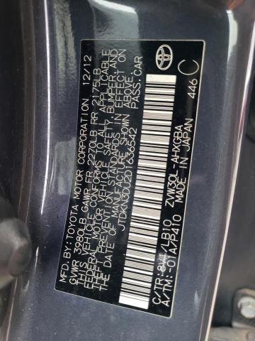 JTDKN3DU2D1636542 - 2013 TOYOTA PRIUS ლურჯი ფოტო 12