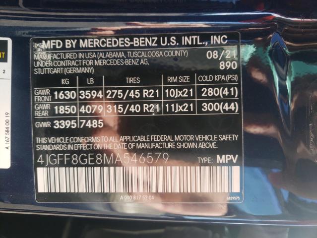 4JGFF8GE8MA546579 - 2021 MERCEDES-BENZ GLS 580 4MATIC BLUE photo 13