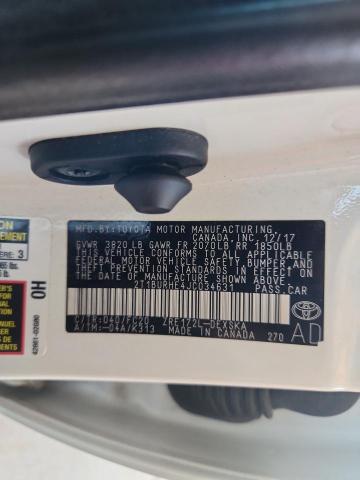 2T1BURHE4JC034631 - 2018 TOYOTA COROLLA L 白色 照片 12