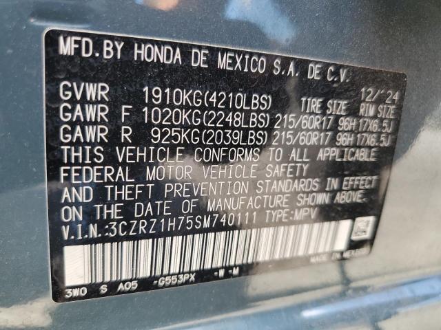 3CZRZ1H75SM740111 - 2025 HONDA HR-V EXL BLUE photo 13