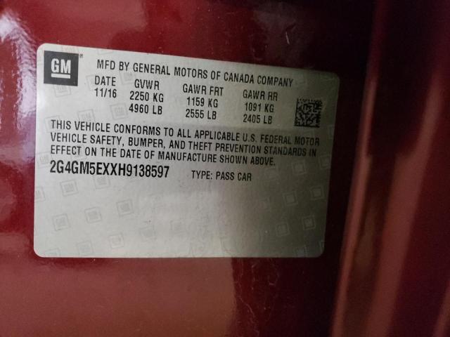 2G4GM5EXXH9138597 - 2017 BUICK REGAL 栗色 照片 12