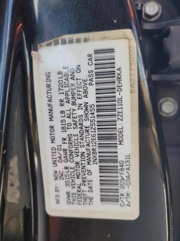 1NXBR12E61Z551455 - 2001 TOYOTA COROLLA CE BLACK photo 12