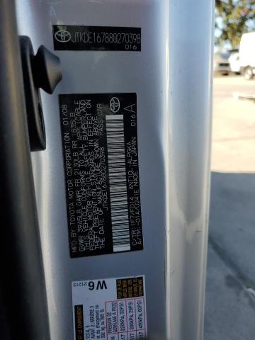 JTKDE167880270398 - 2008 TOYOTA SCION TC SILVER photo 12