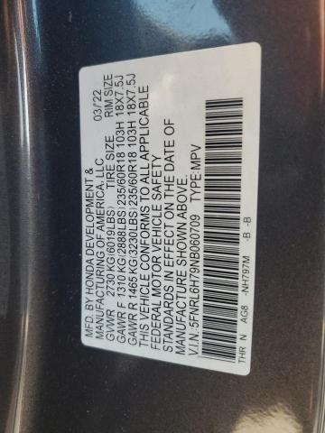 5FNRL6H79NB060709 - 2022 HONDA ODYSSEY EXL GRAY photo 13