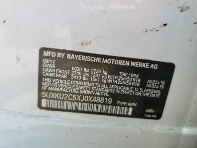 5UXKU2C5XJ0X48819 - 2018 BMW X6 XDRIVE35I WHITE photo 13