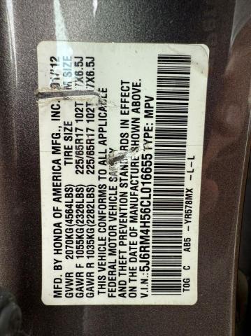 5J6RM4H56CL016655 - 2012 HONDA CR-V EX BROWN photo 10