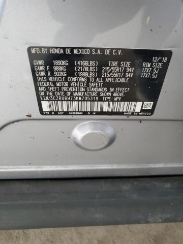 3CZRU6H73KM705319 - 2019 HONDA HR-V EXL SILVER photo 12