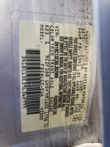 3N1BC13E39L362999 - 2009 NISSAN VERSA S SILVER photo 12