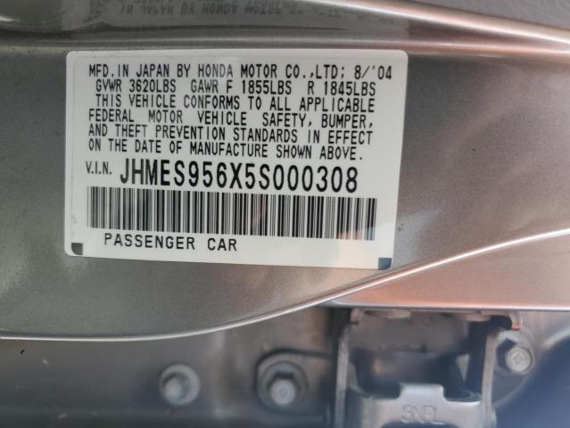 JHMES956X5S000308 - 2005 HONDA CIVIC HYBRID ნაცრისფერი ფოტო 12