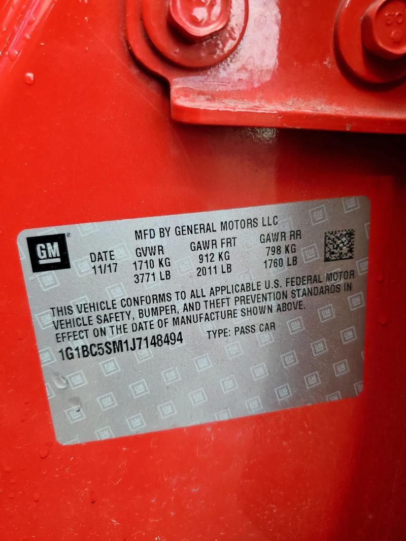 1G1BC5SM1J7148494 - 2018 CHEVROLET CRUZE LS RED photo 12