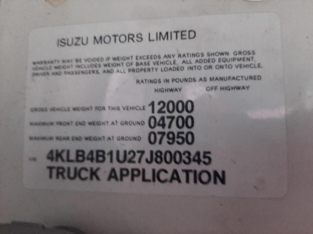 4KLB4B1U27J800345 - 2007 ISUZU NPR WHITE photo 13