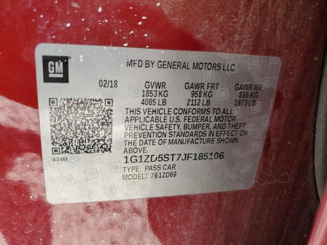 1G1ZD5ST7JF185106 - 2018 CHEVROLET MALIBU LT Kastanienbraun Foto 12