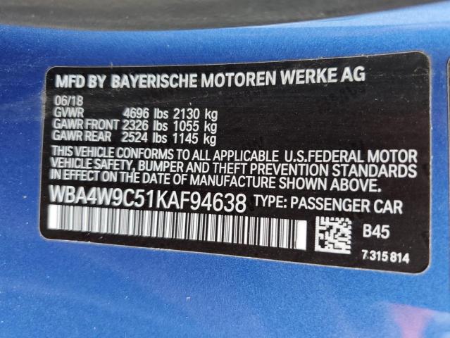 WBA4W9C51KAF94638 - 2019 BMW 440XI BLUE photo 13