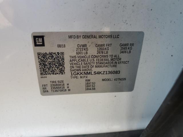 1GKKNMLS4KZ136083 - 2019 GMC ACADIA SLT-1 白色 照片 13