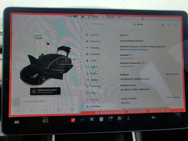 5YJ3E1EB3LF665334 - 2020 TESLA MODEL 3 თეთრი ფოტო 9