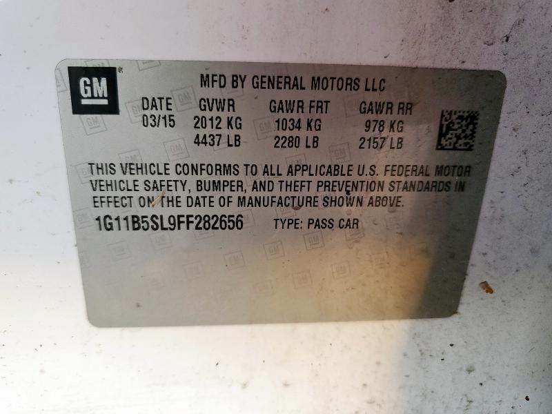 1G11B5SL9FF282656 - 2015 CHEVROLET MALIBU LS 白色 照片 13