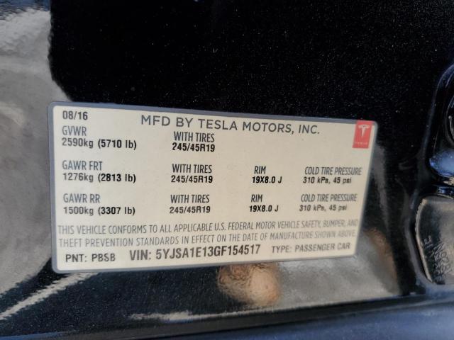 5YJSA1E13GF154517 - 2016 TESLA MODEL S Qara foto 12