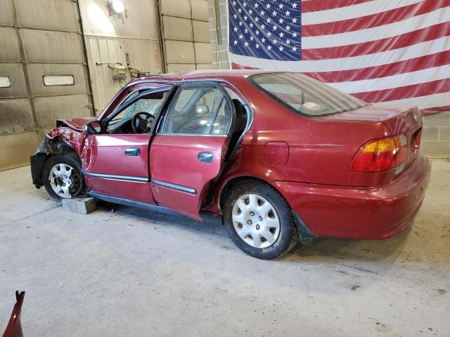 1HGEJ6670XL031740 - 1999 HONDA CIVIC LX RED photo 2