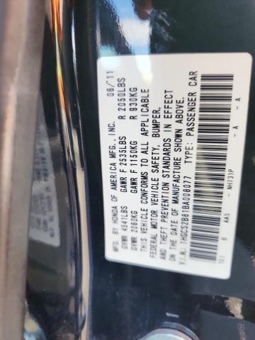 1HGCS2B81BA008077 - 2011 HONDA ACCORD EXL შავი ფოტო 12