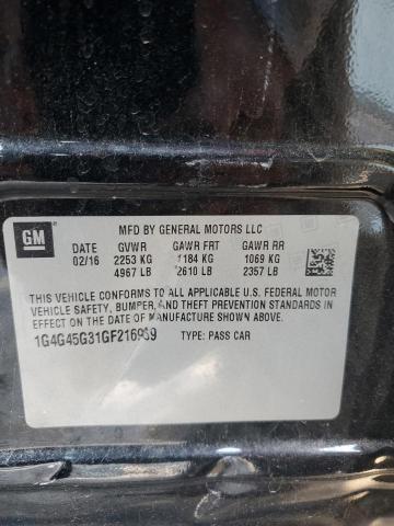 1G4G45G31GF216989 - 2016 BUICK LACROSSE SPORT TOURING BLACK photo 13