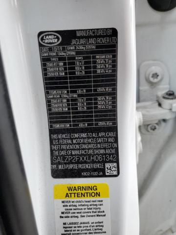 SALZP2FXXLH061342 - 2020 LAND ROVER RANGE ROVE SE WHITE photo 13