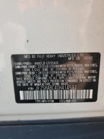JF2SHABC4DH414597 - 2013 SUBARU FORESTER 2.5X WHITE photo 13