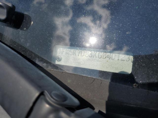 1FM5K7D83KGB40123 - 2019 FORD EXPLORER XLT Սև լուսանկար 12