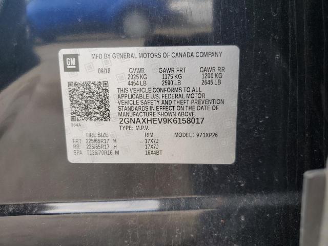 2GNAXHEV9K6158017 - 2019 CHEVROLET EQUINOX LS BLACK photo 12