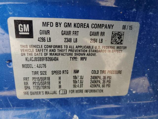 KL4CJBSB9FB266404 - 2015 BUICK ENCORE CONVENIENCE 蓝色 照片 14