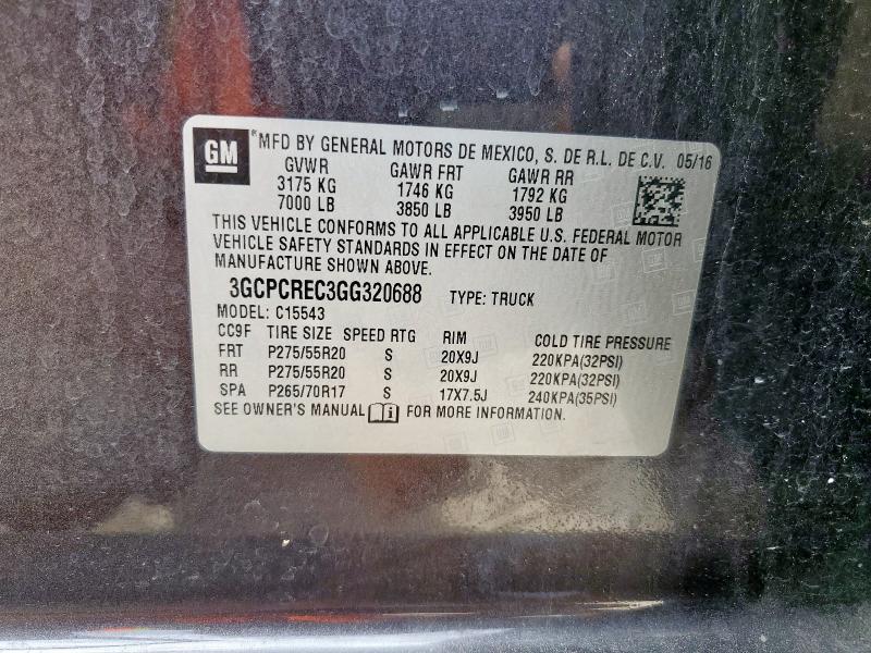 3GCPCREC3GG320688 - 2016 CHEVROLET SILVERADO C1500 LT GRAY photo 12