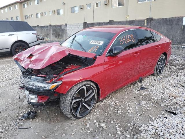 1HGCV1F42MA032206 - 2021 HONDA ACCORD SPORT SE RED photo 1