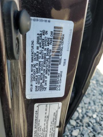 4T1BE32K32U592768 - 2002 TOYOTA CAMRY LE BURGUNDY photo 12