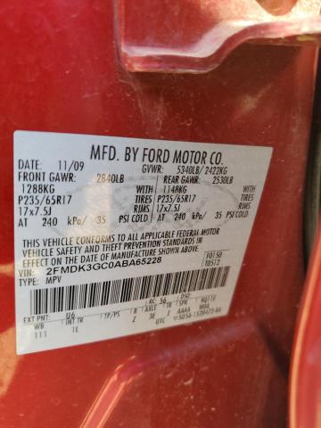 2FMDK3GC0ABA65228 - 2010 FORD EDGE SE RED photo 13