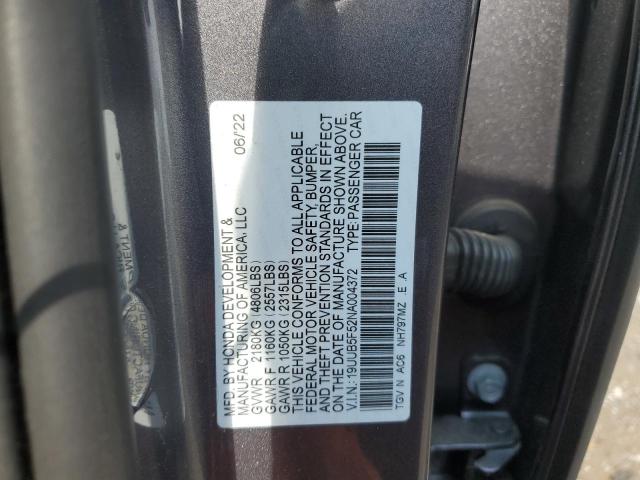 19UUB5F52NA004372 - 2022 ACURA TLX TECH A GRAY photo 12